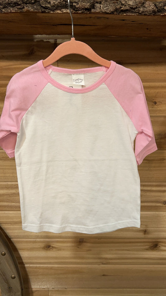 Pink and White Half Sleeved 3T shirt