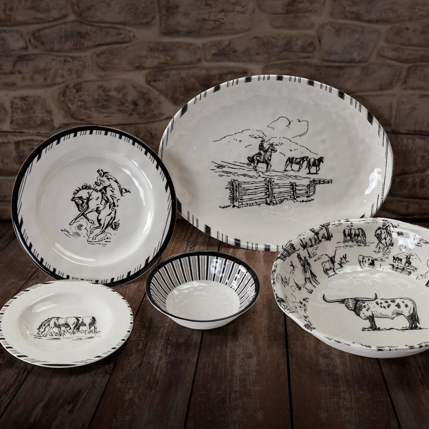 MELAMINE WESTERN RANCH LIFE SERVING PLATTER