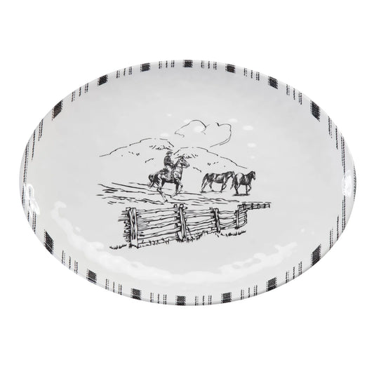 MELAMINE WESTERN RANCH LIFE SERVING PLATTER