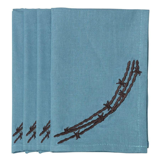 BARBWIRE / CROSS 4PC NAPKIN, TURQUOISE, RED BRAND: PASEO ROAD