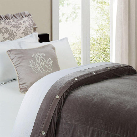 Gray velvet duvet cover super Queen