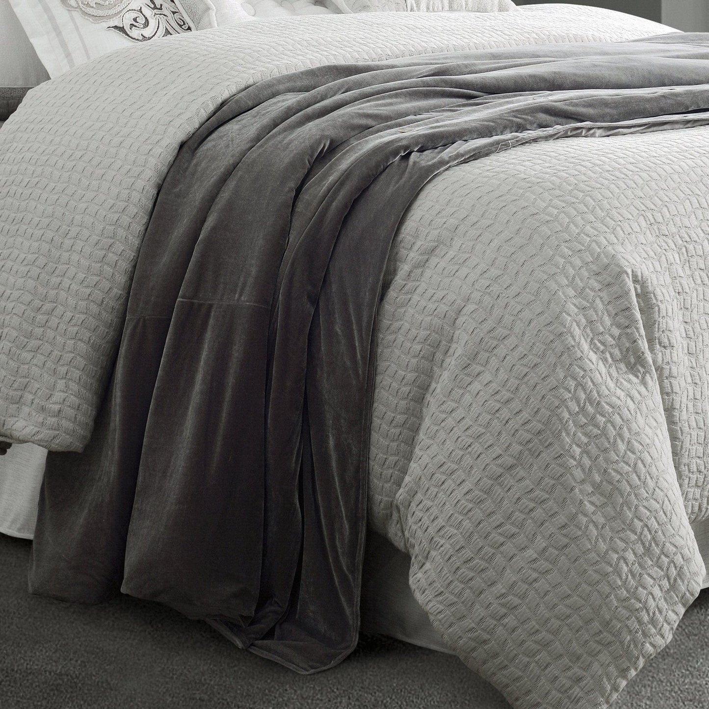 Gray velvet duvet cover super Queen