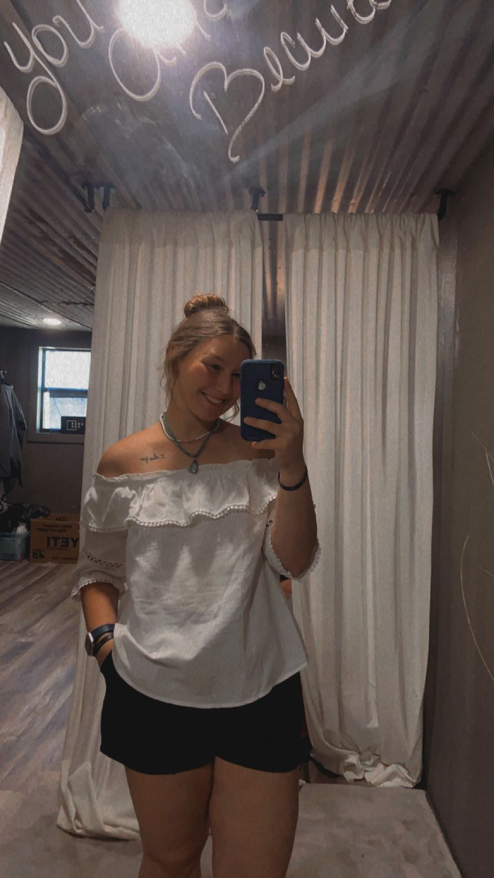 White off the shoulder blouse