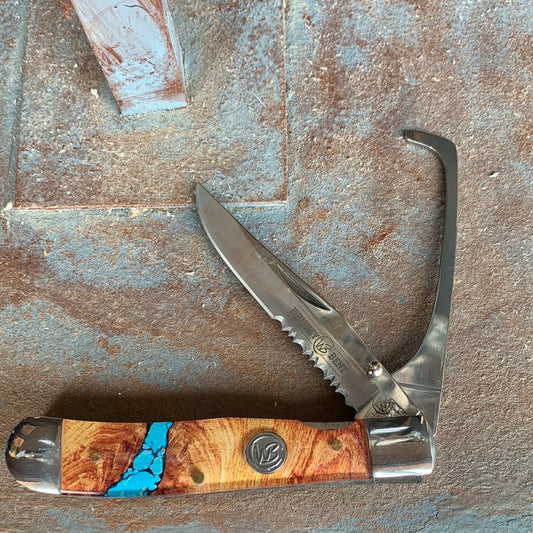 Whiskey Bent Turquoise River Hoof-Pick Knife point