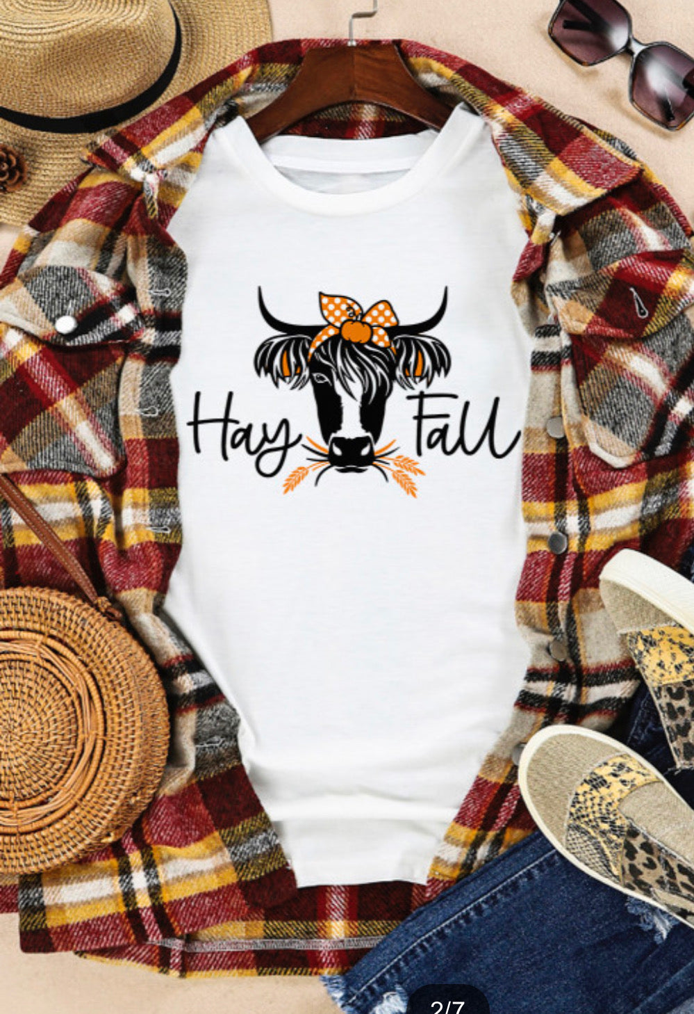 White Hay Fall Cow Head Graphic Tee