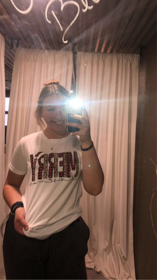 Merry Christmas cheetah tee