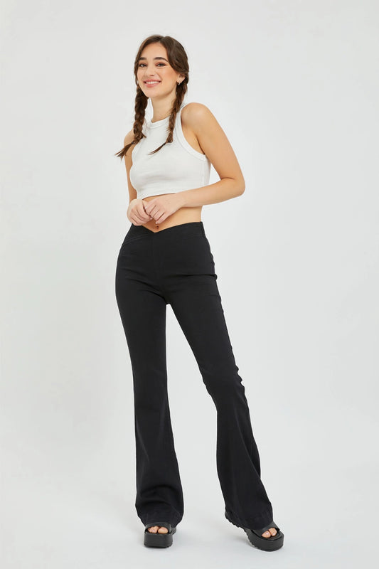 Overlapped Waist Band Pull On Flare cello jeans