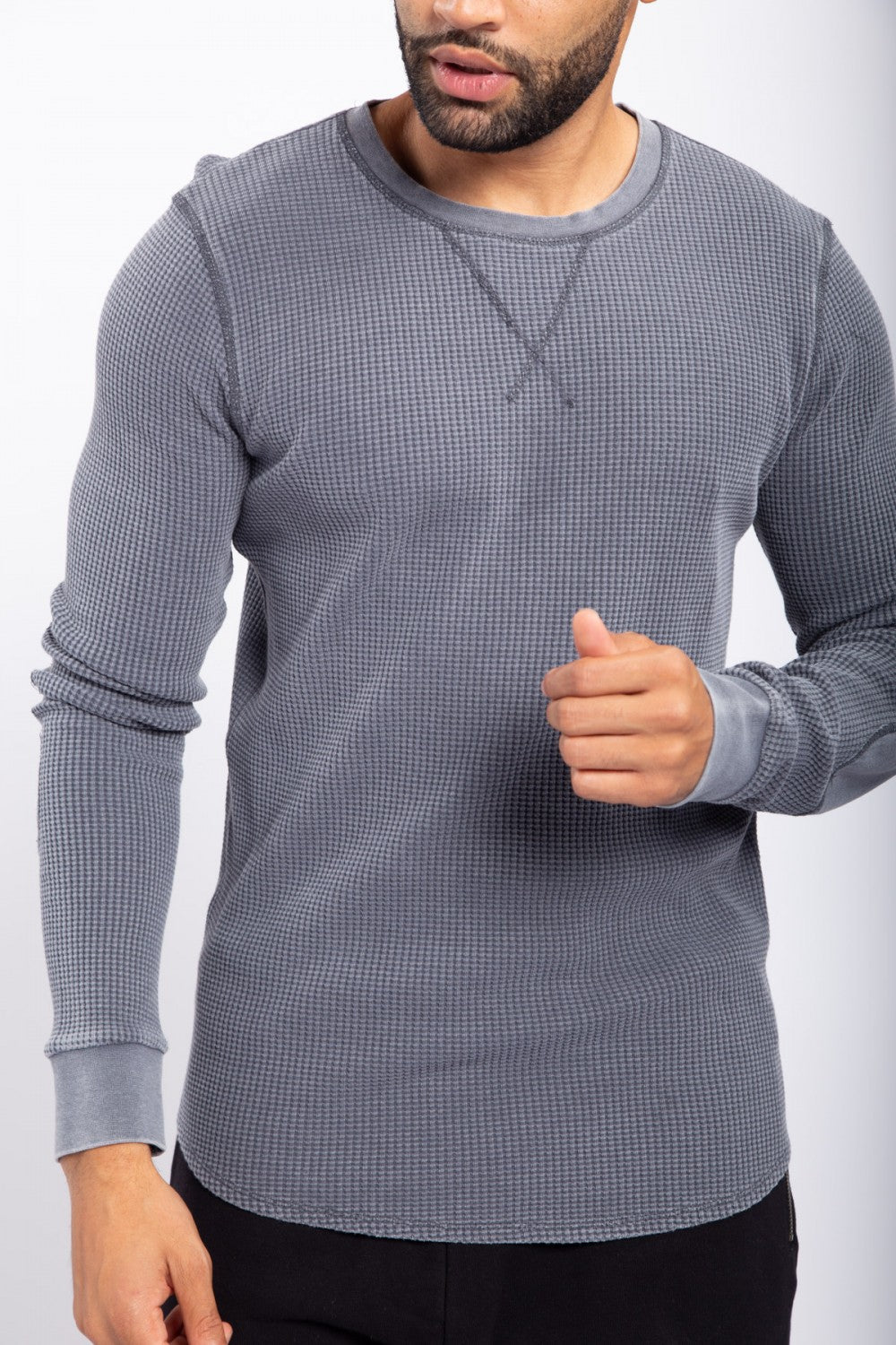 Unisex Mineral Wash Waffle Knit Pullover Top