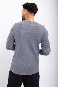 Unisex Mineral Wash Waffle Knit Pullover Top