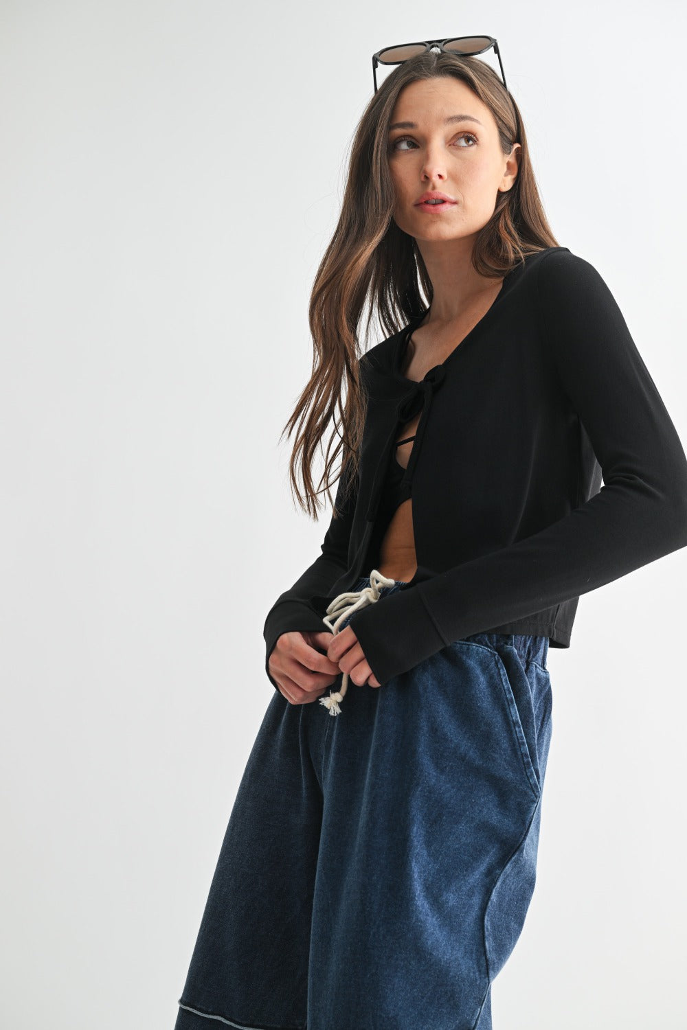 Mono b CHARMING BALLET TIE-FRONT SWEATER Cardigan