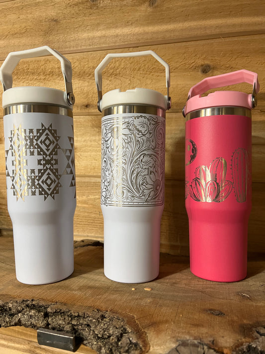 Stainless Engraved Tumbler with Handle