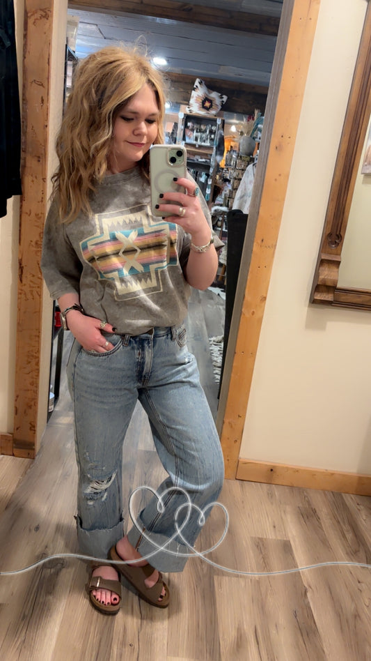 Saige Tummy Control Panel Distressed Jeans
