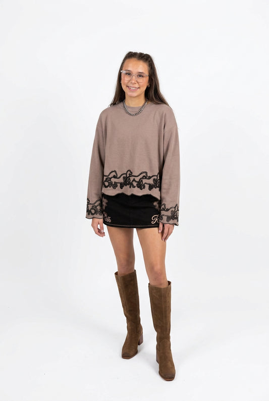 STAMPEDE STITCH SWEATSHIRT HORSE CUTOUTS