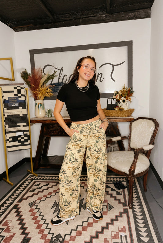 Original Cowboy Printed Cropped Jeans