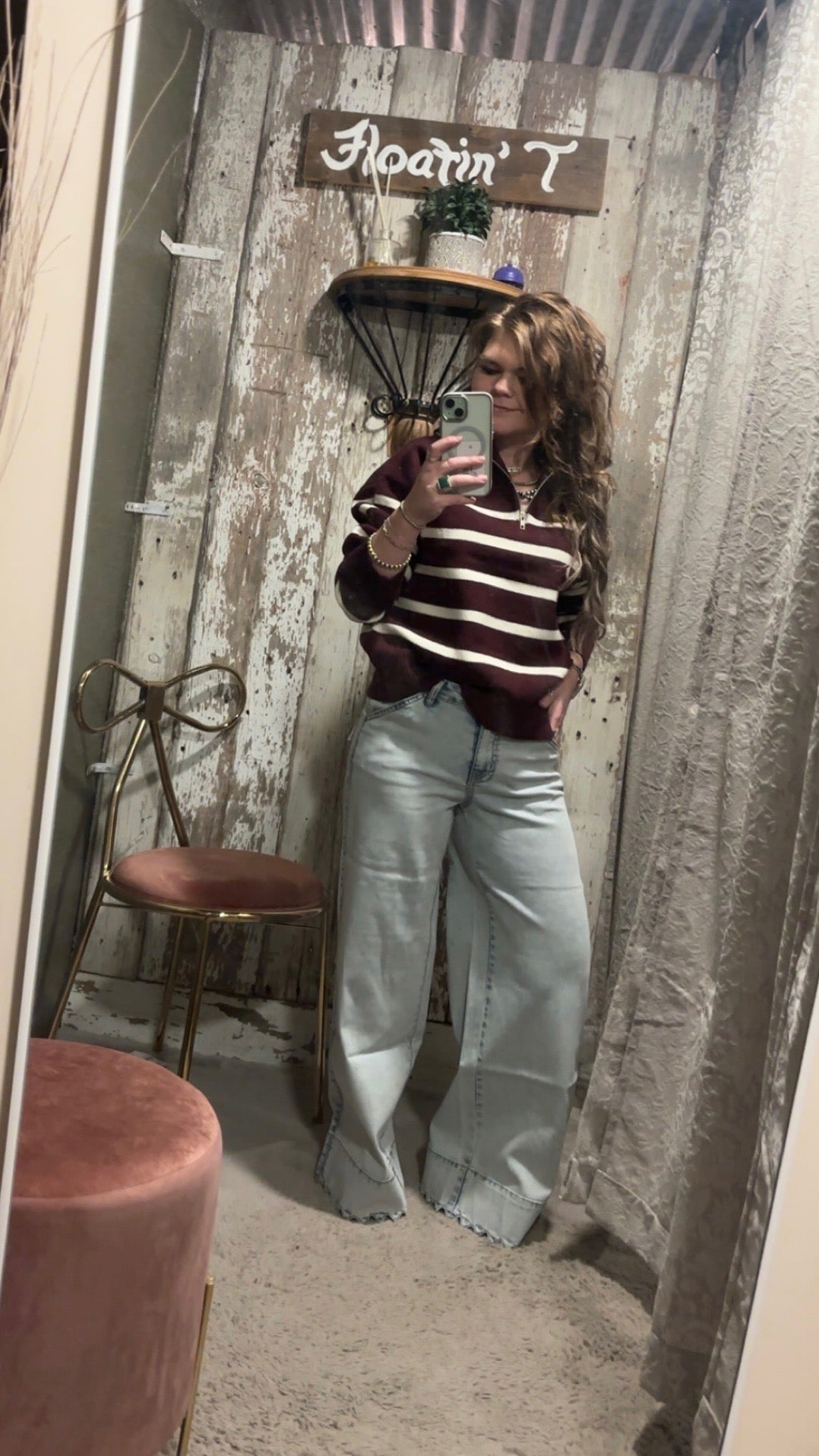 Half-Zip Collared Stripe Sweater