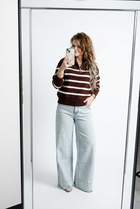 Lyocell Cropped Wide Leg Jean w/ Scalloped Hems
