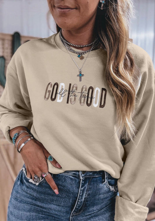 Jet Stream GOD IS GOOD Western Embroidered Sweatshirt