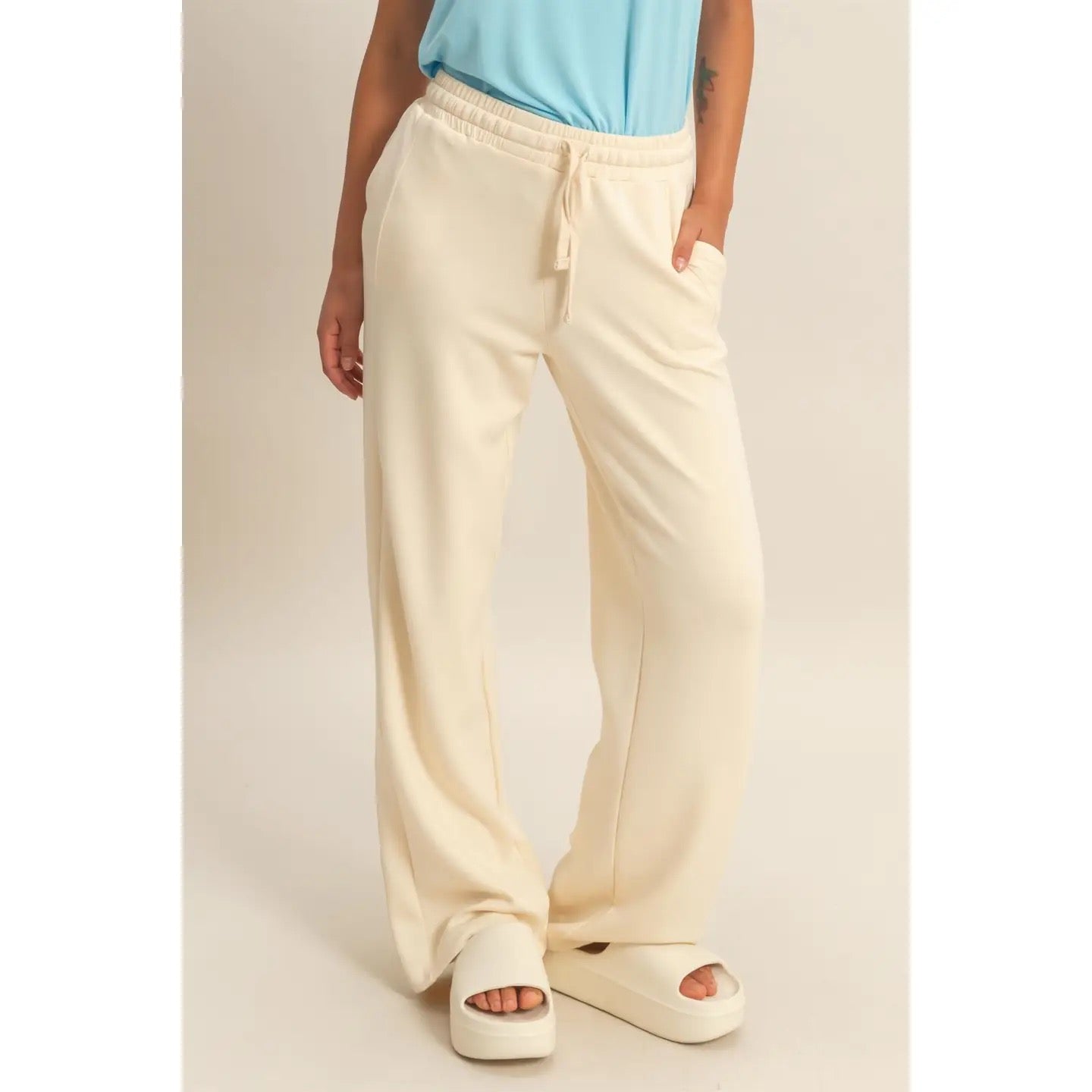 Elastic Waist Wide-Leg Pants