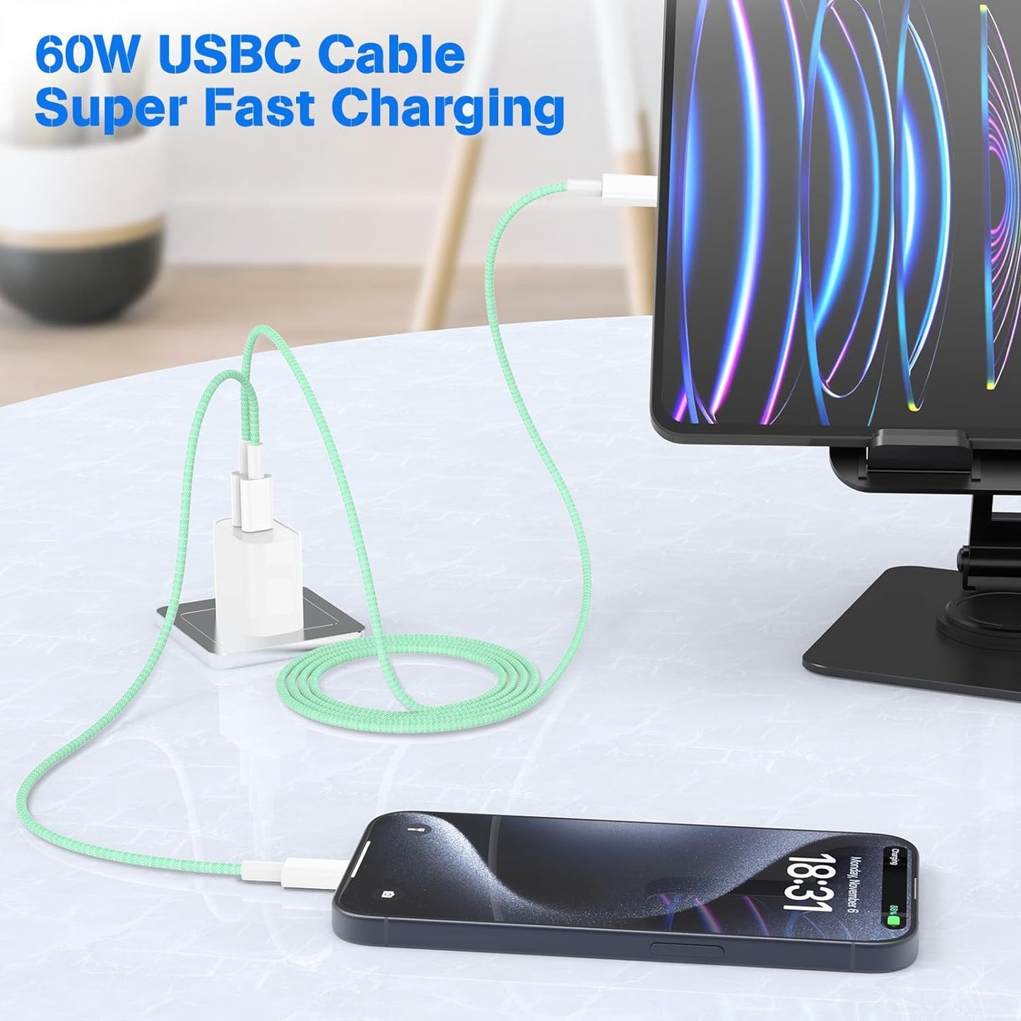 6-Feet Type-C Fast Charging Braided Cable (Usb-C To Usb-C)