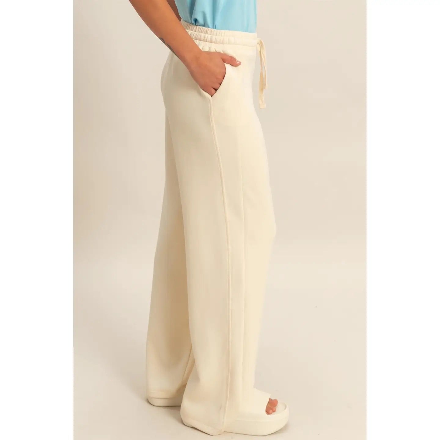 Elastic Waist Wide-Leg Pants