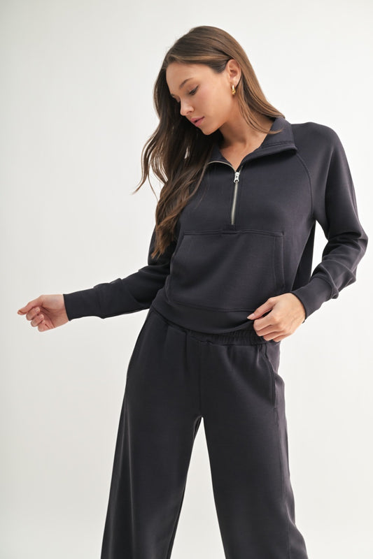 LUXE SAND WASH RIB 1/4 ZIP SWEATER