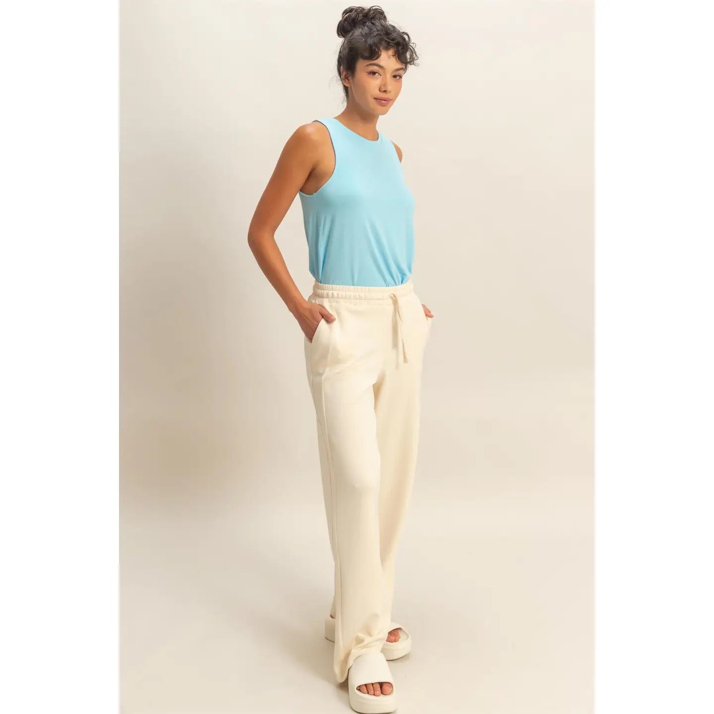 Elastic Waist Wide-Leg Pants