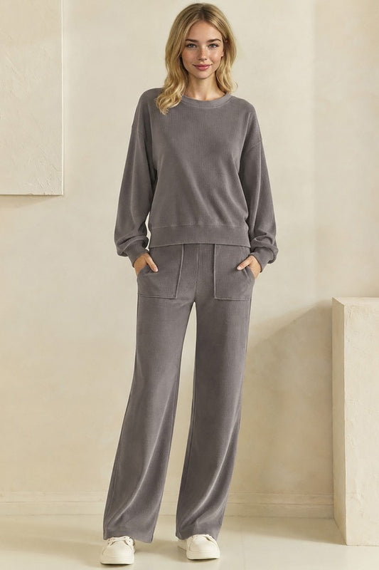 LY Women’s Wide-Leg Corduroy Pants
