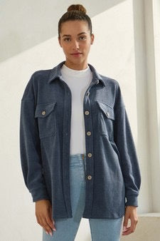 LY Women's Corduroy Button Up Shacket