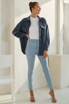 LY Women's Corduroy Button Up Shacket
