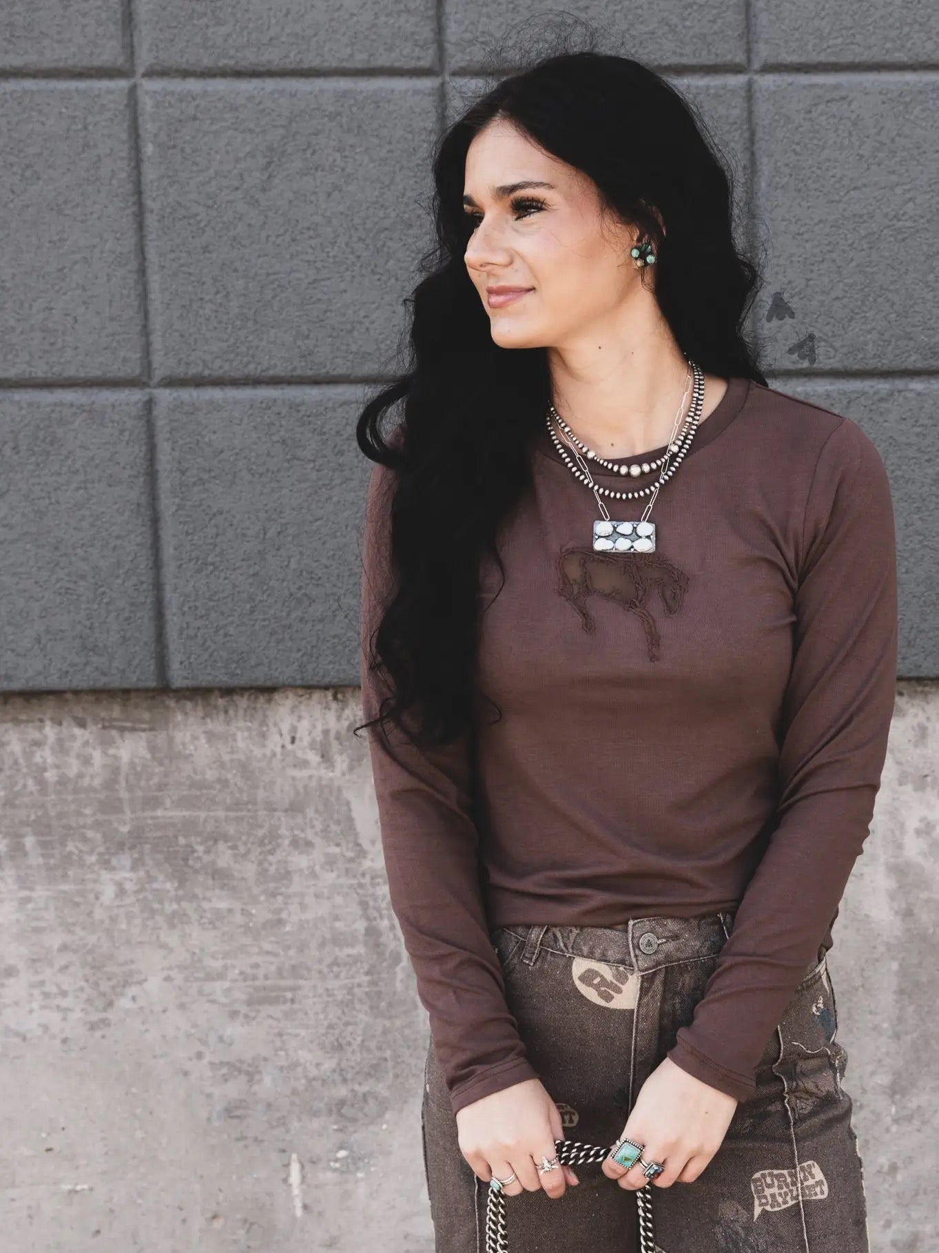2Fly Buck Out Cut Out L/S Top *Mocha