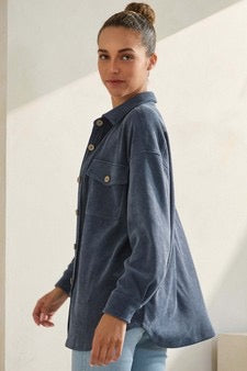 LY Women's Corduroy Button Up Shacket