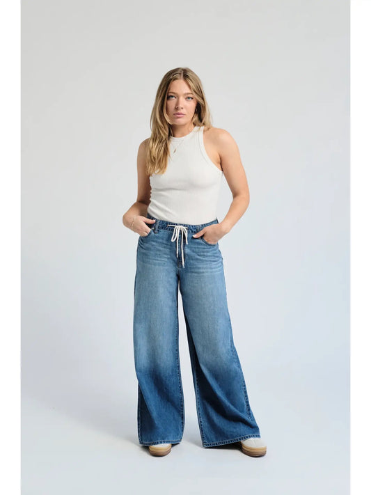 32” Baggy Wide Leg Jean W Drawstring in Yonkers