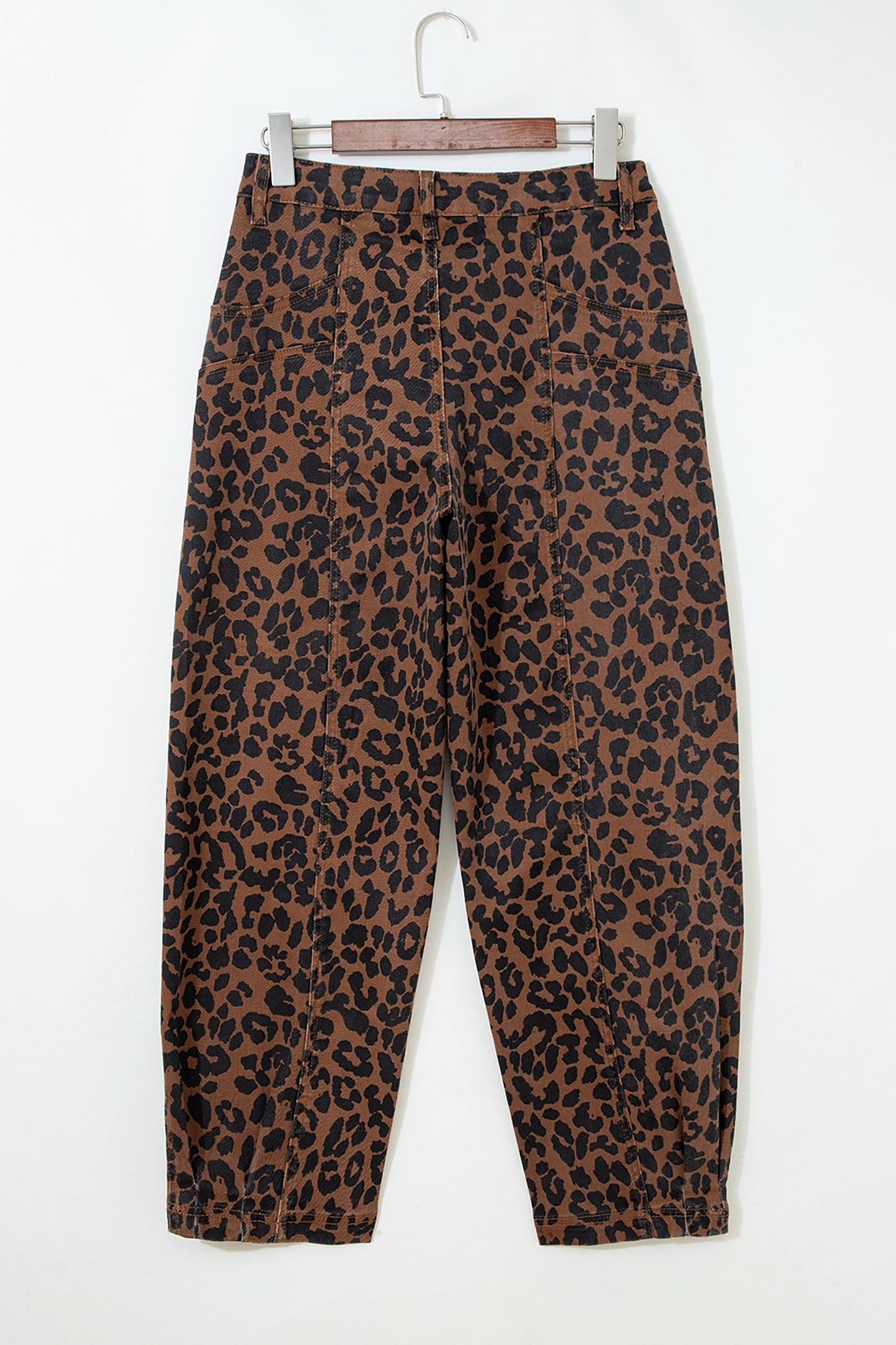 Brown Leopard Print Barrel Jeans