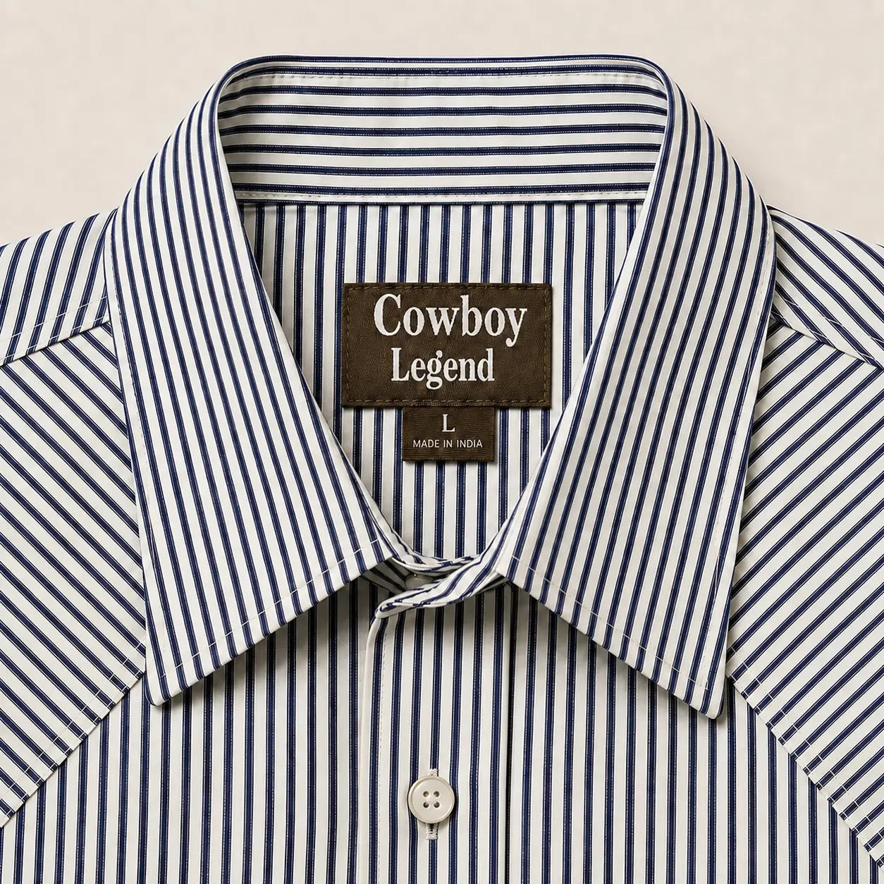 Men’S Navy White Pin Stripe Long Sleeve Cowboy Western Button Down Shirt