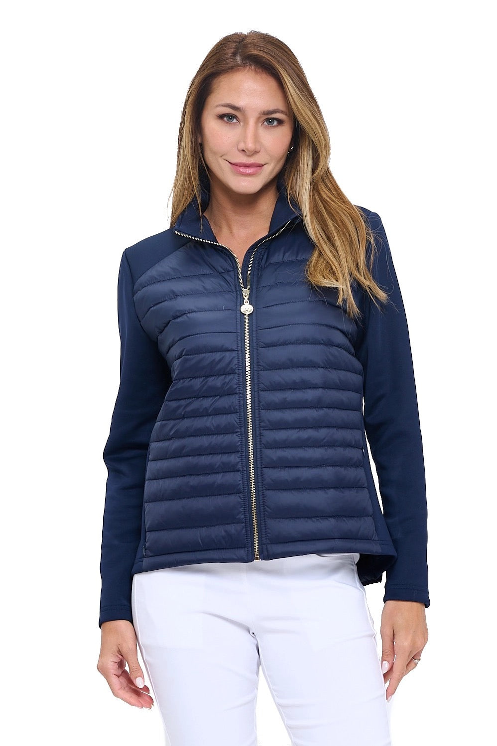 The Aryeh Lucia Navy Puffer Quilted Zip-Up Jacket