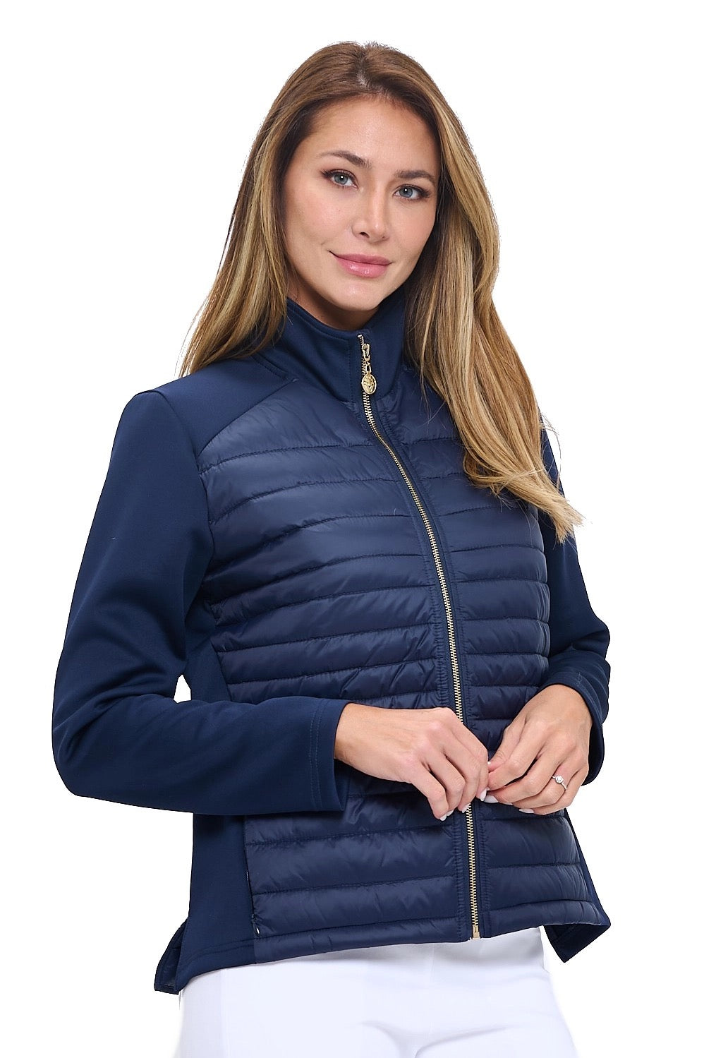The Aryeh Lucia Navy Puffer Quilted Zip-Up Jacket