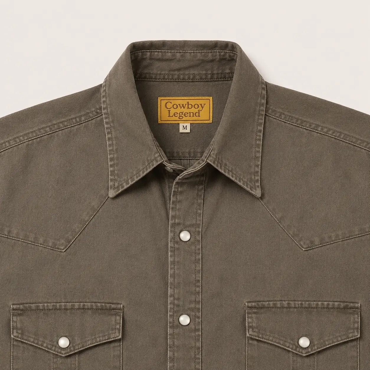 Men’S Long Sleeve Olive Cowboy Western Yoke Shirt