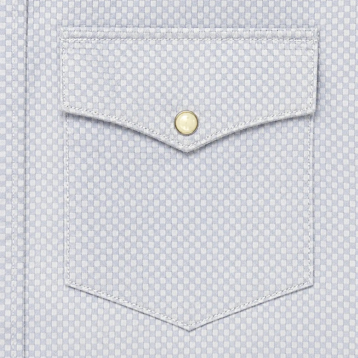 Men's Light Blue Micro Check Long Sleeve Cowboy Western Shirt