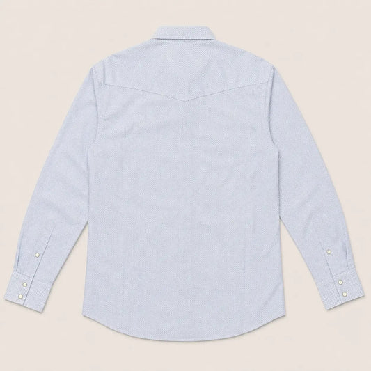 Men's Light Blue Micro Check Long Sleeve Cowboy Western Shirt