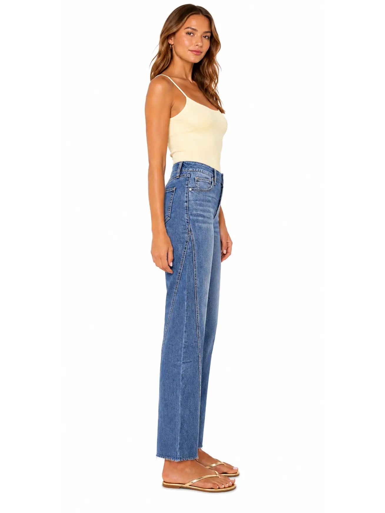 Silk Straight Leg Ankle Jean w/ Seams & Raw Hems
