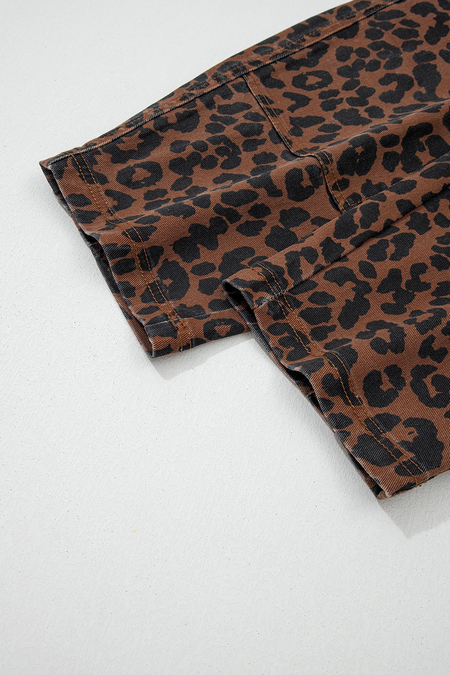 Brown Leopard Print Barrel Jeans