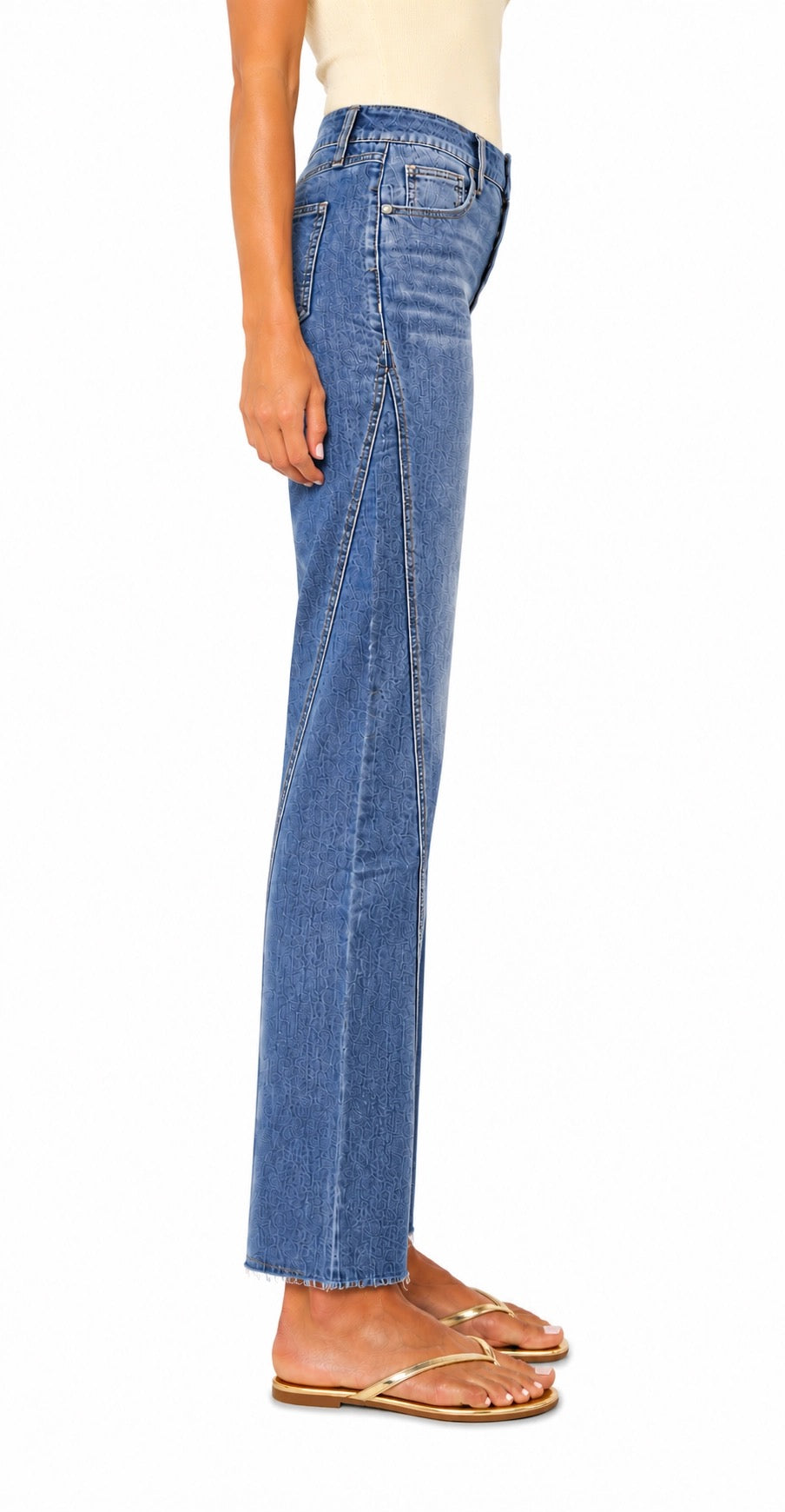 Silk Straight Leg Ankle Jean w/ Seams & Raw Hems