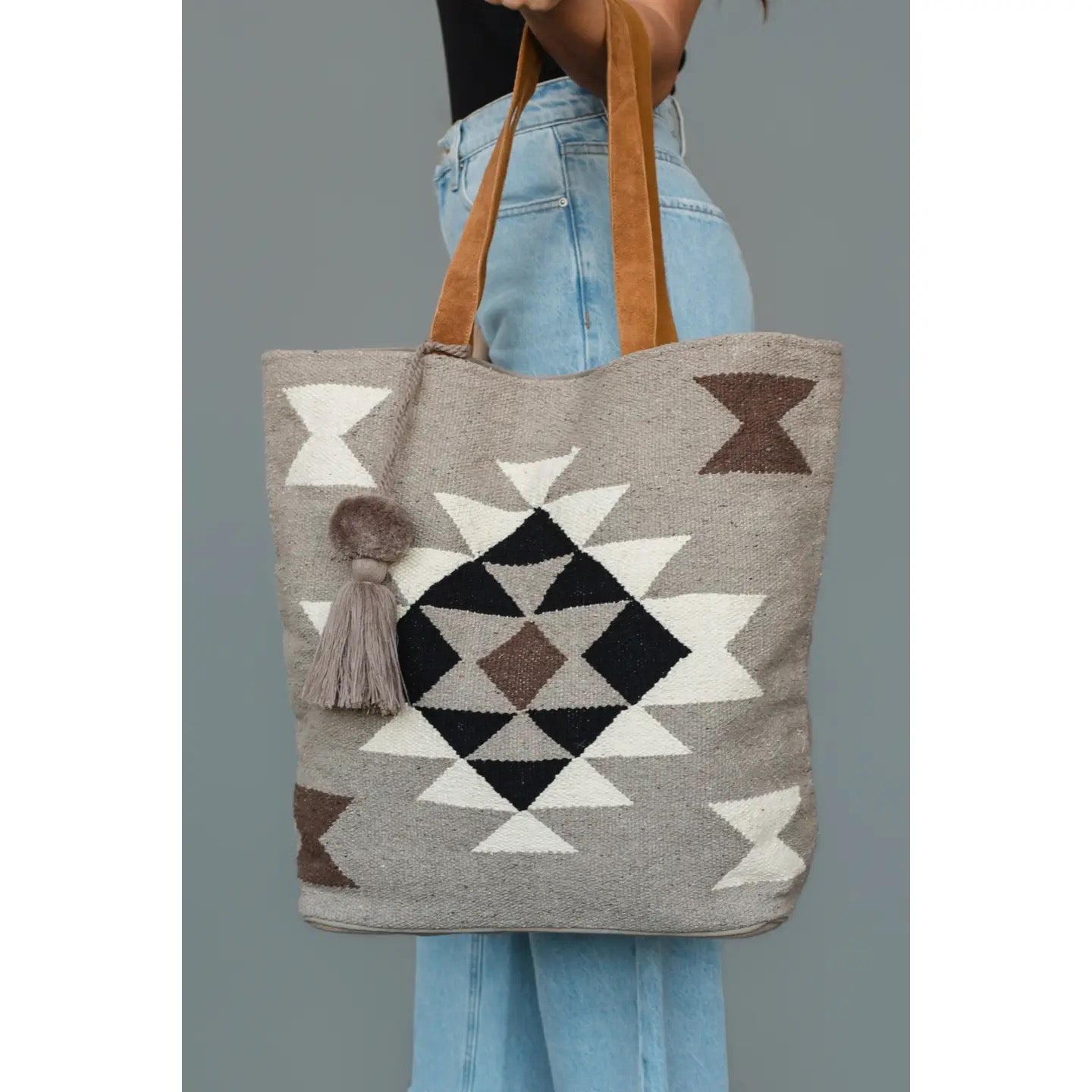 Panache Taupe, Cream, Brown & Black Western Tote
