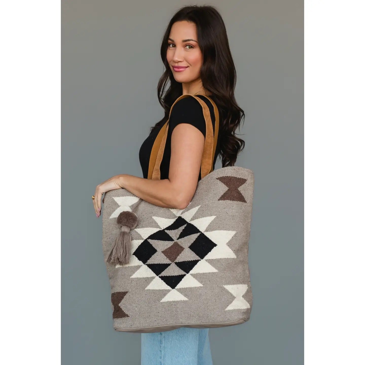 Panache Taupe, Cream, Brown & Black Western Tote