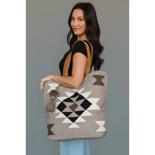 Panache Taupe, Cream, Brown & Black Western Tote