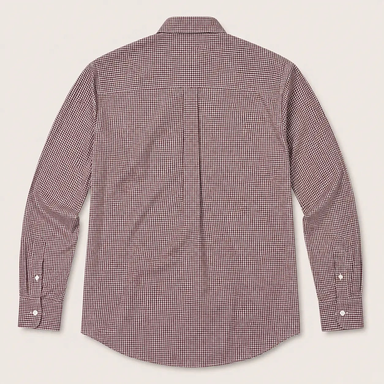 Men’S Burgundy Check Long Sleeve Cowboy Western Button Down Shirt