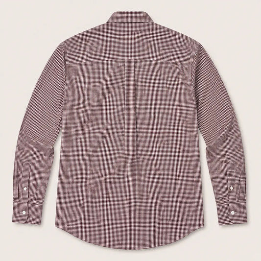 Men’S Burgundy Check Long Sleeve Cowboy Western Button Down Shirt