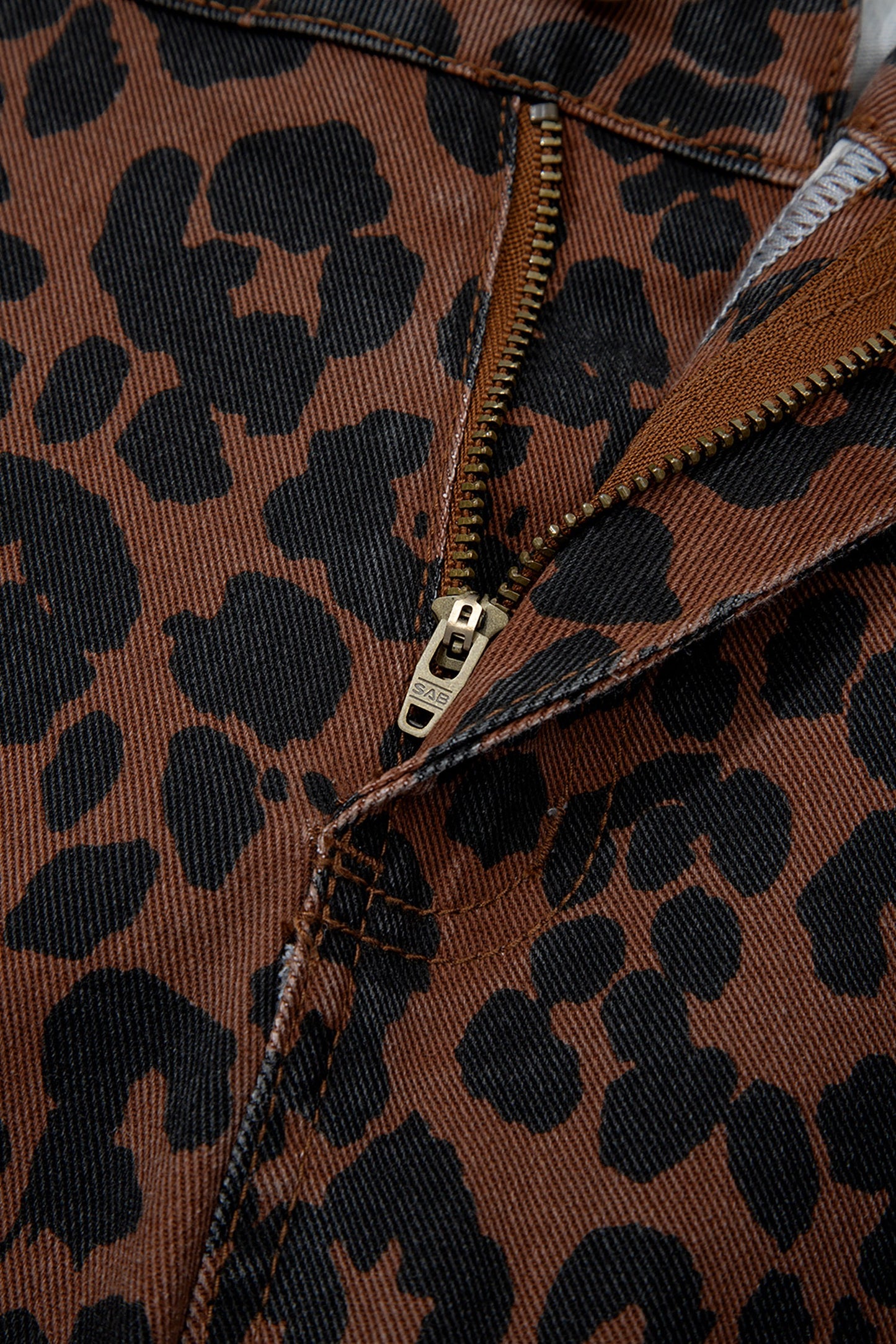Brown Leopard Print Barrel Jeans