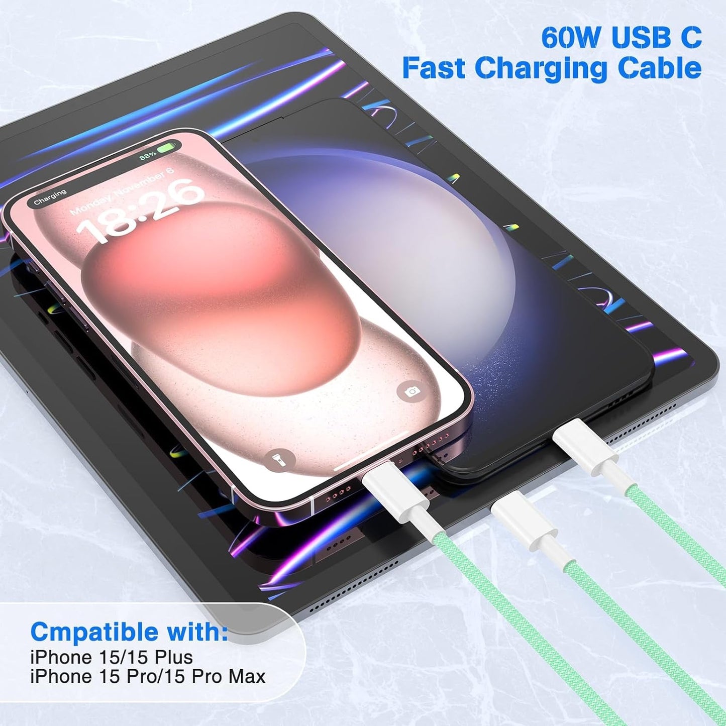 6-Feet Type-C Fast Charging Braided Cable (Usb-C To Usb-C)