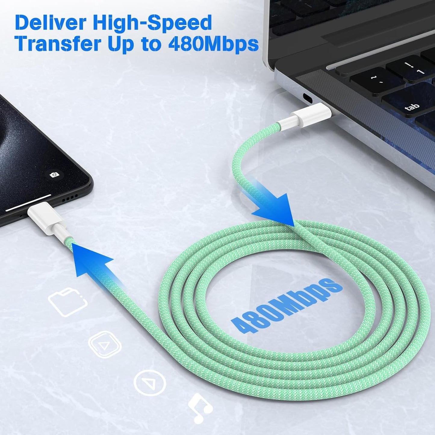 6-Feet Type-C Fast Charging Braided Cable (Usb-C To Usb-C)